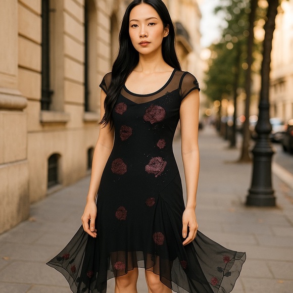 Sue Wong Dresses & Skirts - SUE WONG Gown Beaded Floral on Peekaboo Mesh Underslip Dress Prom Bridal Vintage